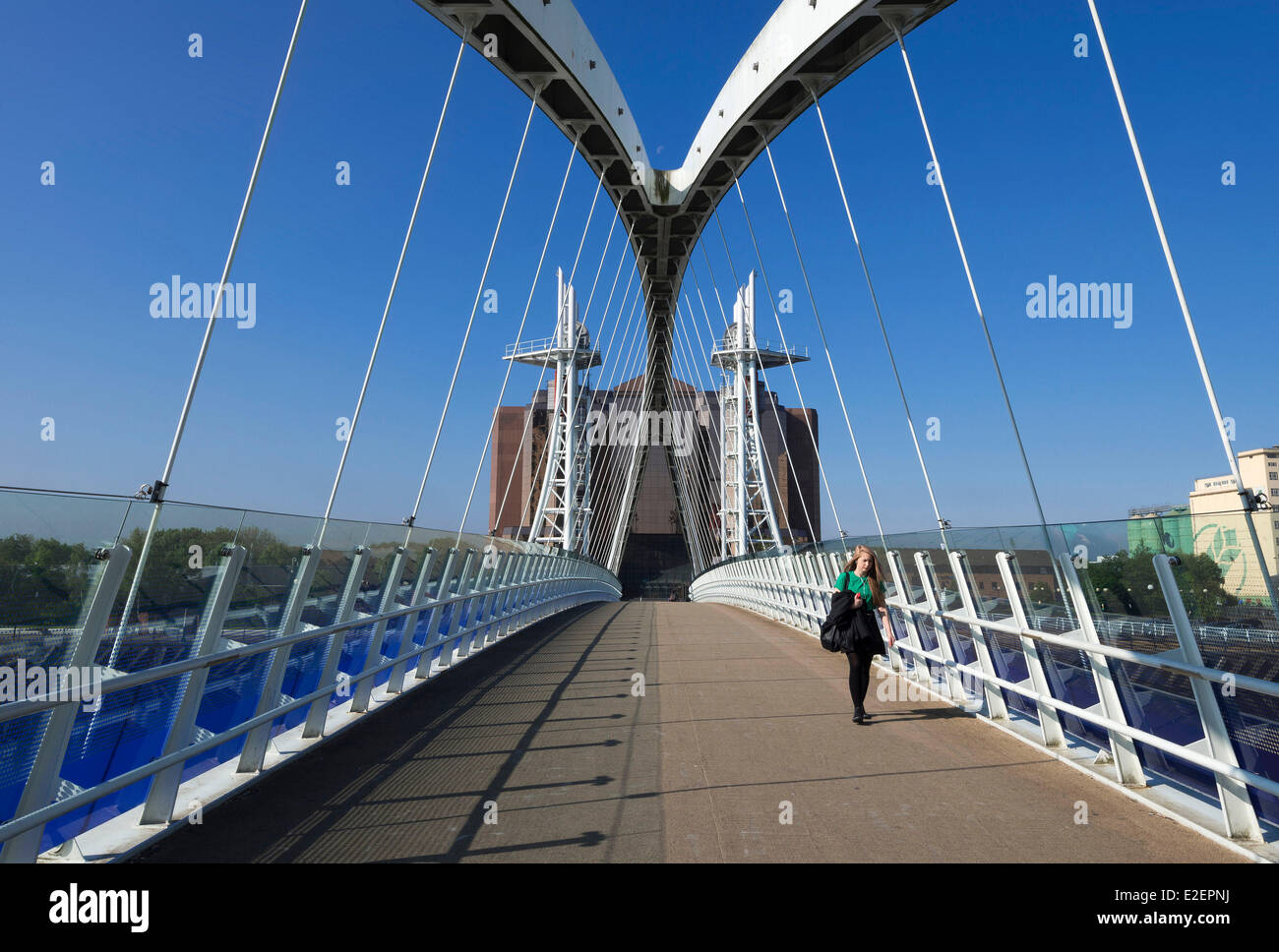 Royaume-uni, Manchester, les quais de la Manchester Ship Canal, le Millenium Bridge Banque D'Images