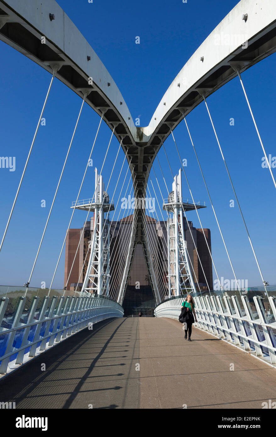 Royaume-uni, Manchester, les quais de la Manchester Ship Canal, le Millenium Bridge Banque D'Images