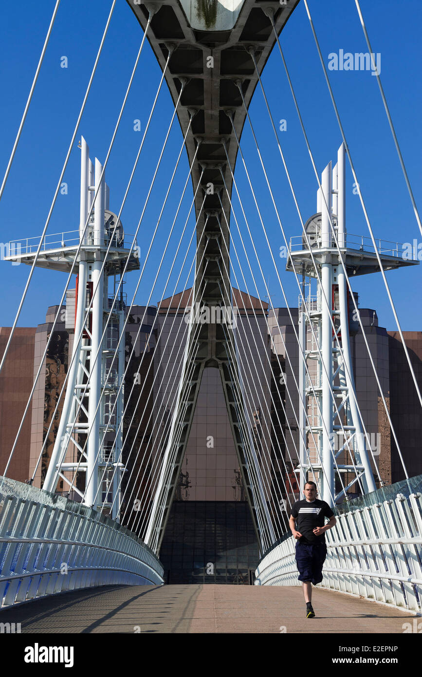 Royaume-uni, Manchester, les quais de la Manchester Ship Canal, le Millenium Bridge Banque D'Images