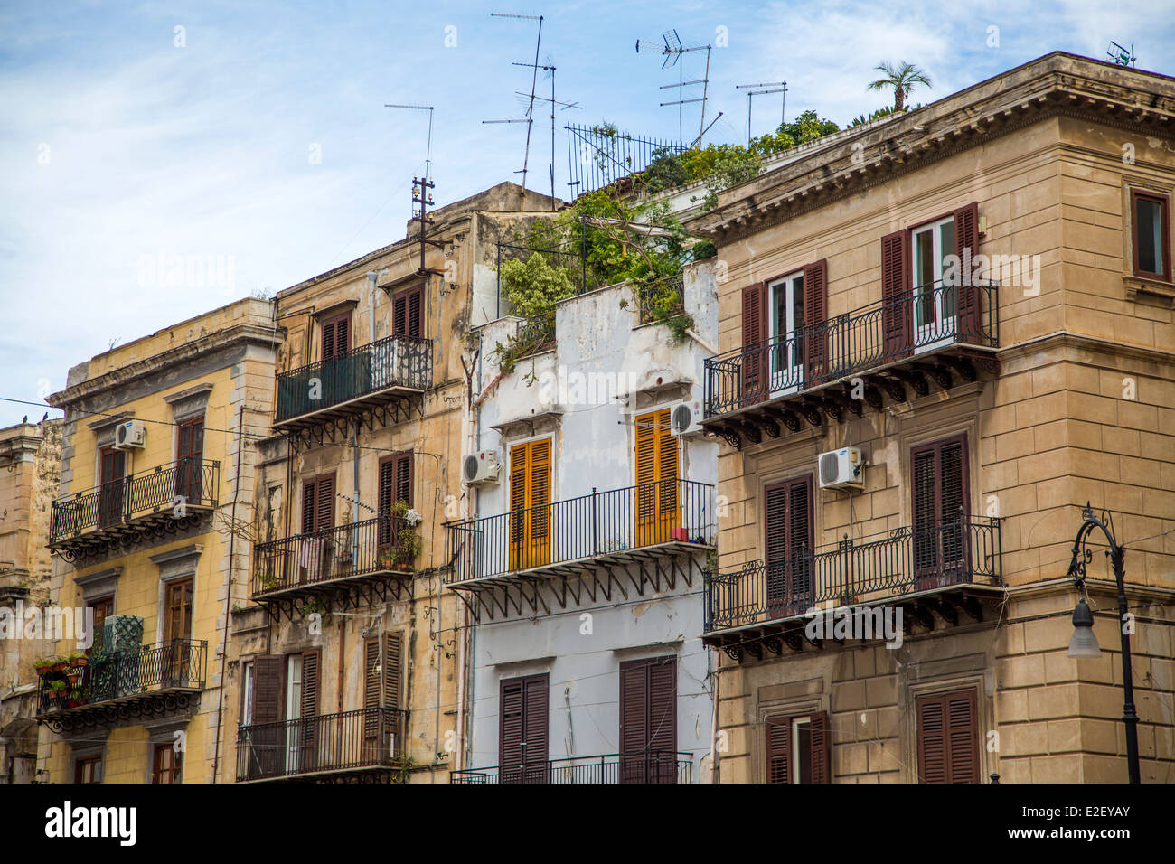 Maisons traditionnelles à Palerme, Sicile, Italie Banque D'Images