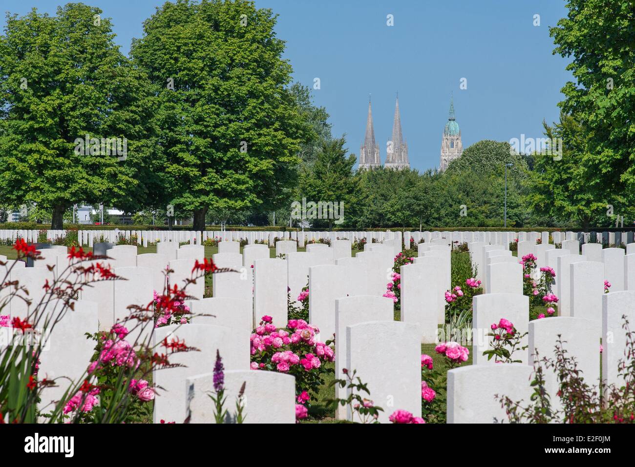 France, Calvados, Bayeux, cimetière militaire britannique Banque D'Images