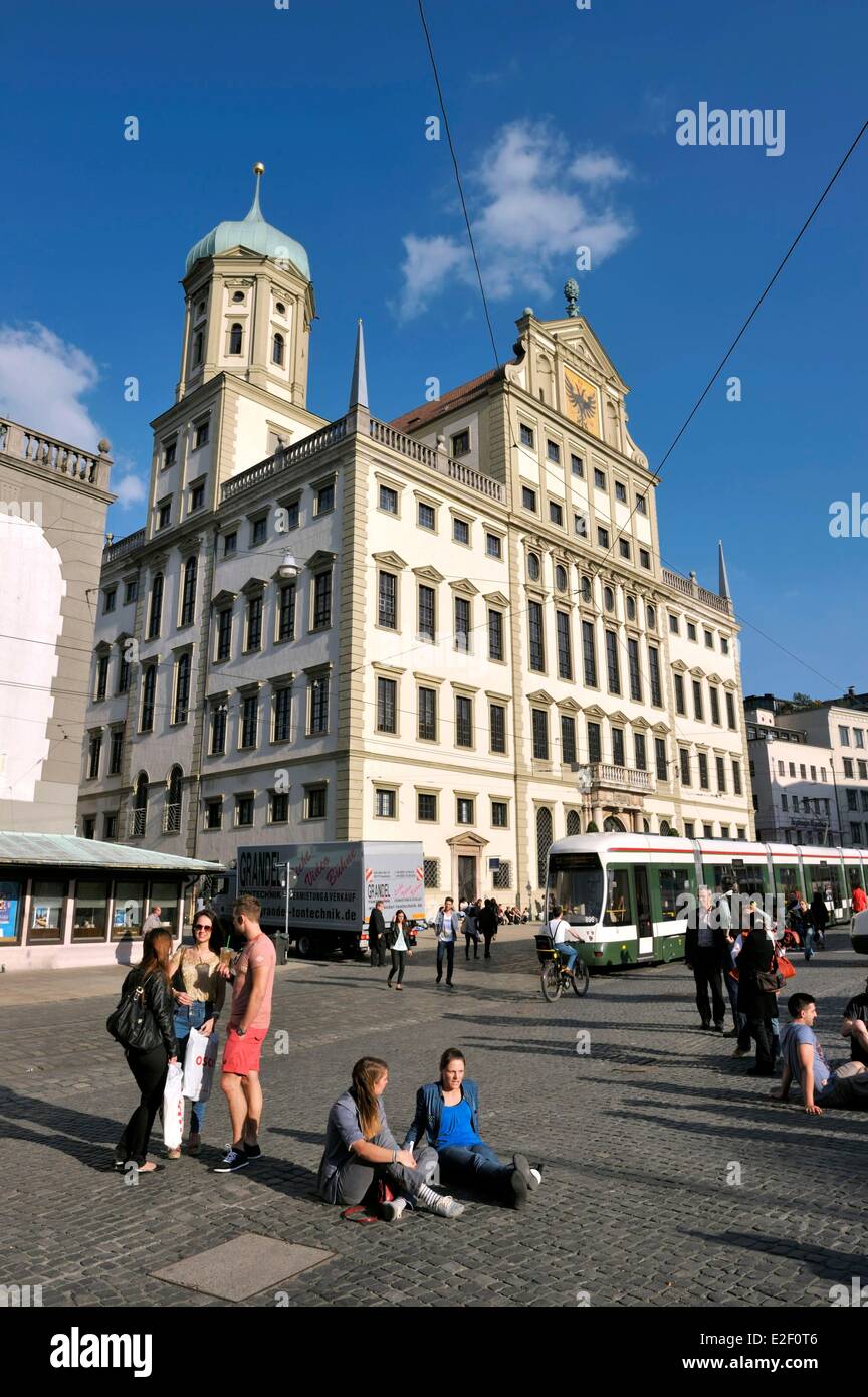 Germany, Bavaria, Augsbourg, Rathausplatz, Rathaus Banque D'Images