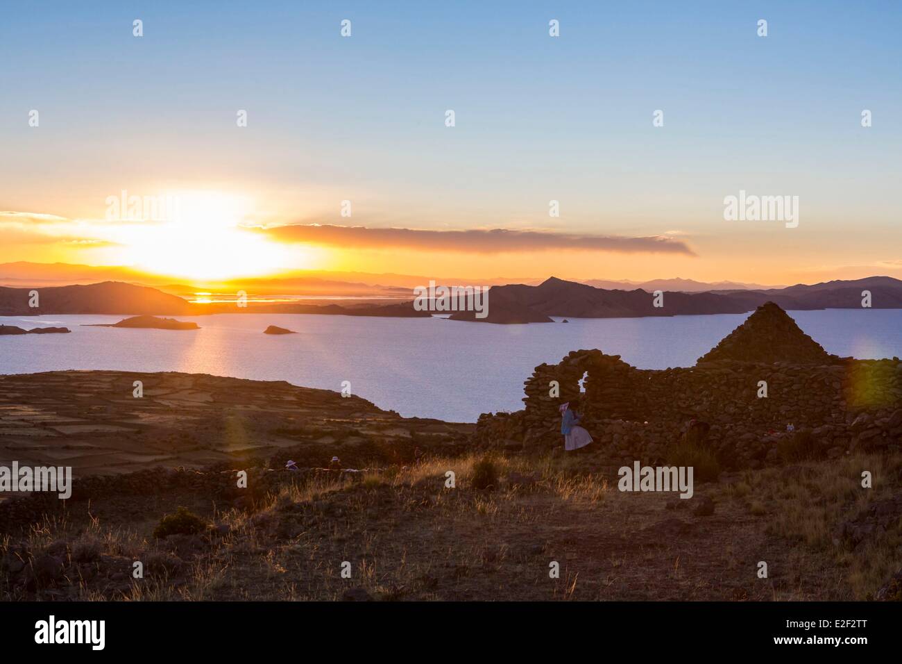 Le Pérou, Puno, Lac Titicaca, Province de l'Île Amantani Banque D'Images