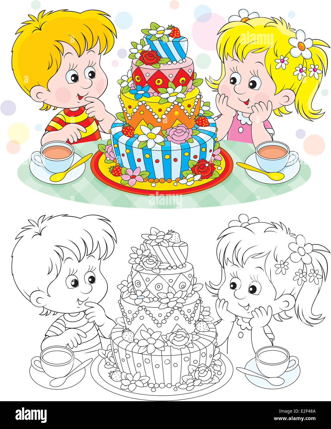 Petite Fille Et Garcon Avec Un Grand Gateau D Anniversaire Photo Stock Alamy Petite Fille Et Garcon Avec Un Grand Gateau D Anniversaire Photo Stock Alamy