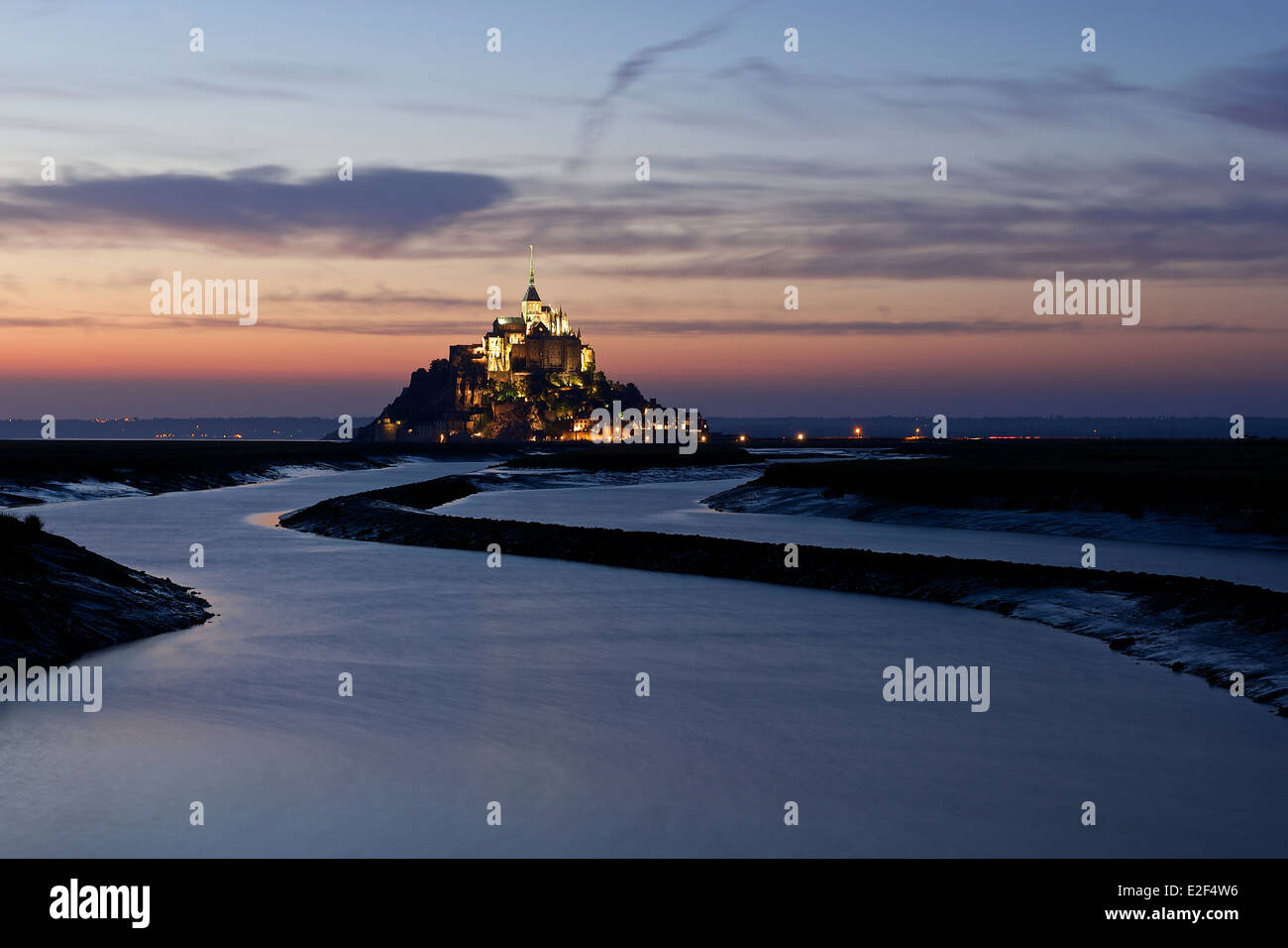 Coucher de soleil au Mont Saint Michel Banque D'Images