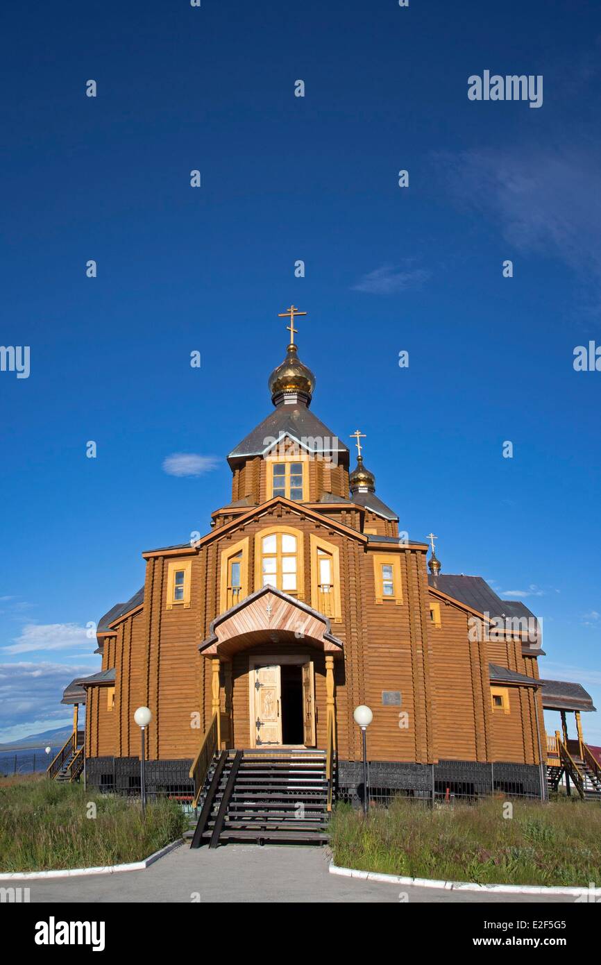 La Russie la Tchoukotka, district autonome des headtown Anadyr du quartier Cathédrale Holy Trinity la plus grande église en bois en Russie Banque D'Images