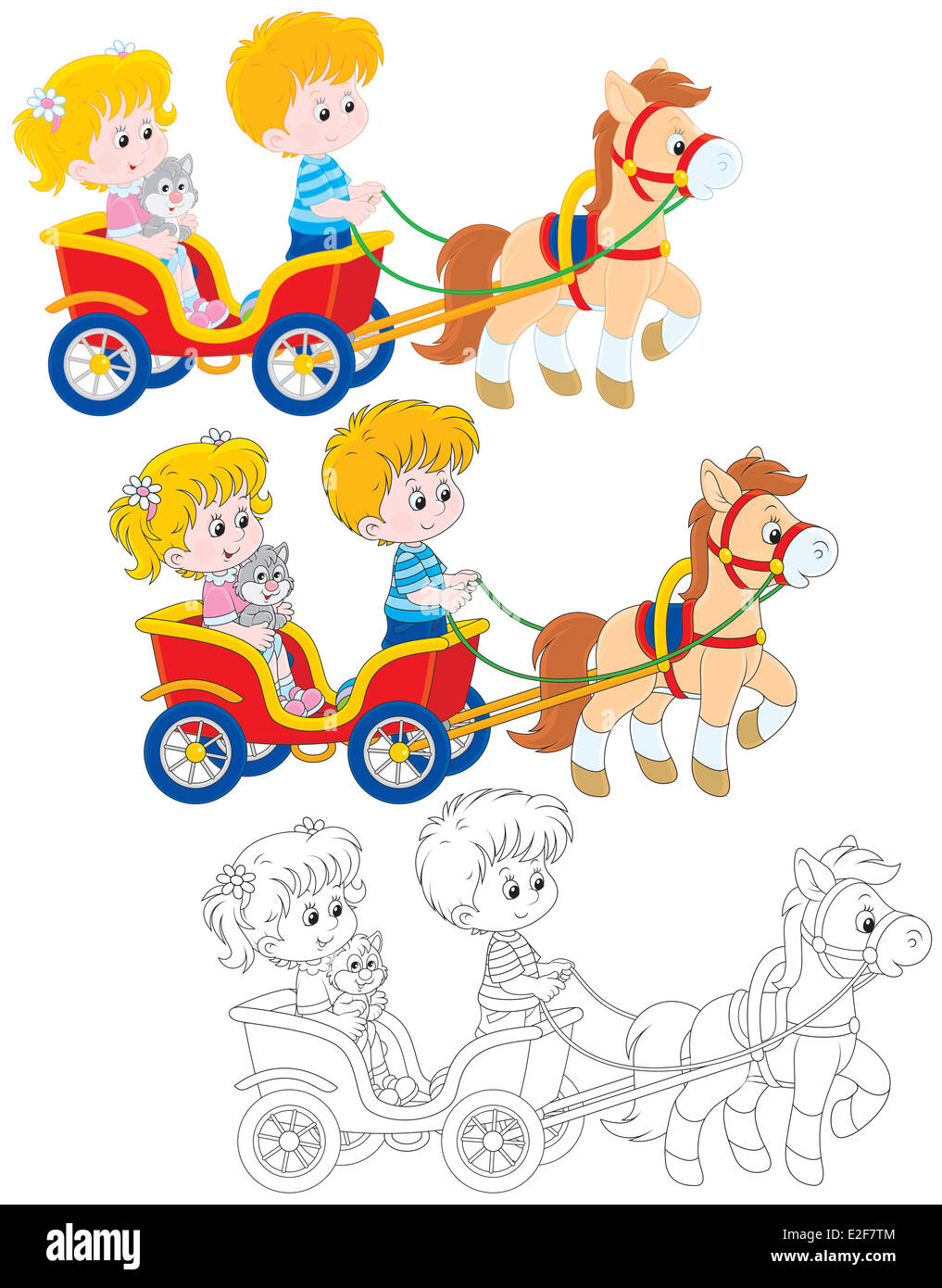 Un poney équitation Enfants Banque D'Images