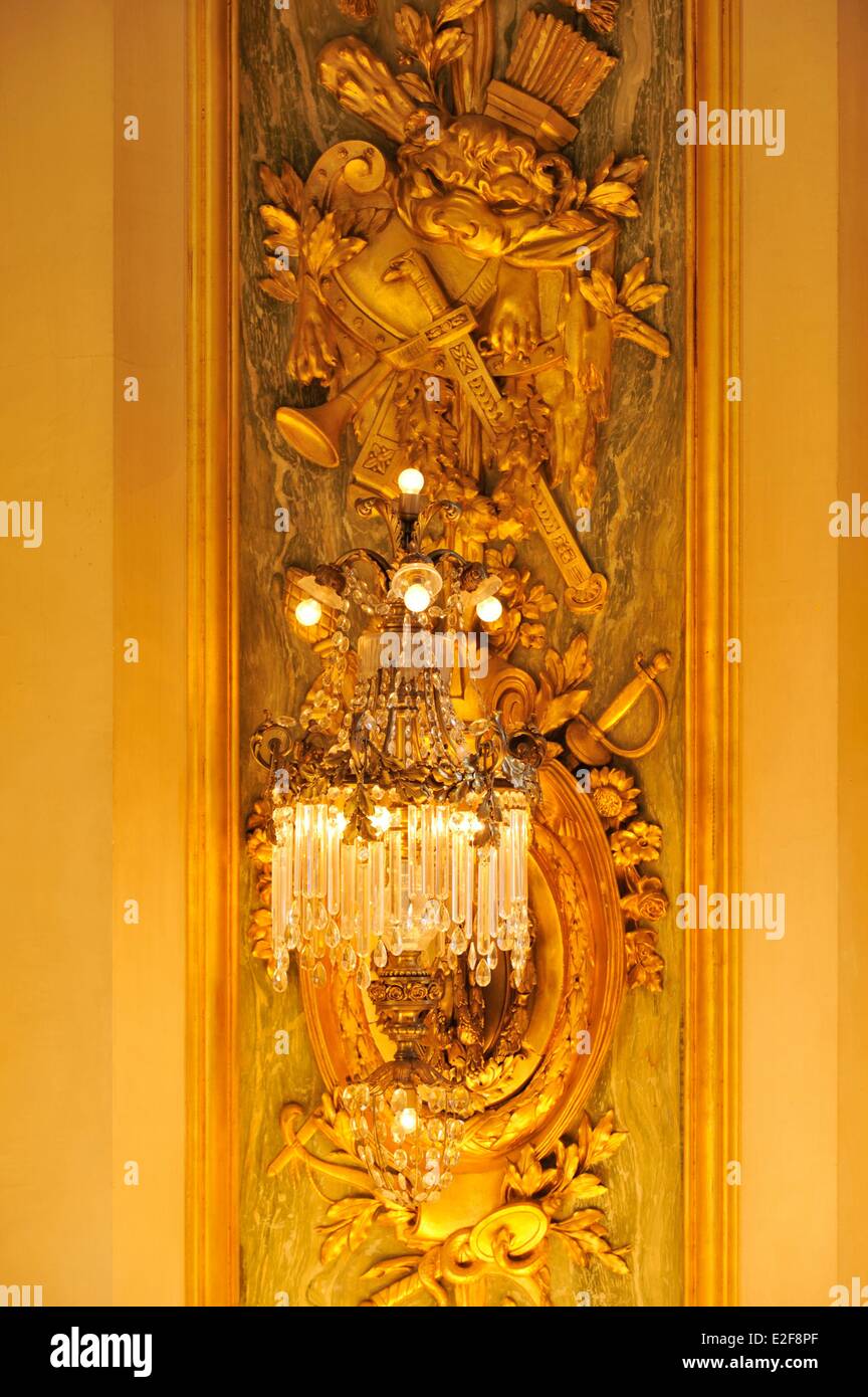 France, Nord, Lille, Opéra de Lille, la maison, la décoration murale et son éclairage Banque D'Images