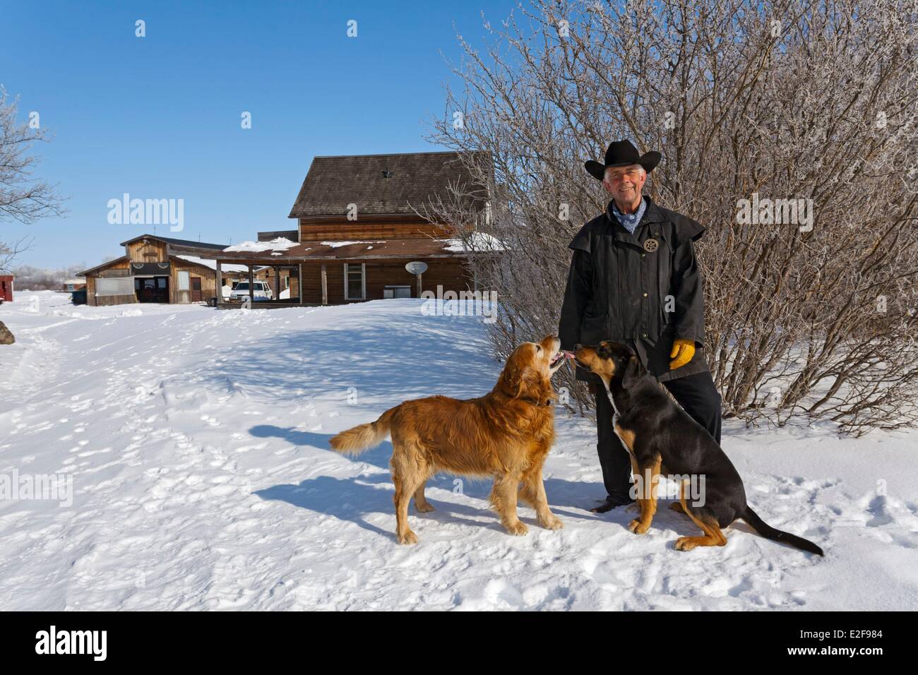 Canada Saskatchewan région rurale en hiver le village français de Saint-Denis -Comté champêtre nous vous ramène dans le temps- propriétaire Banque D'Images