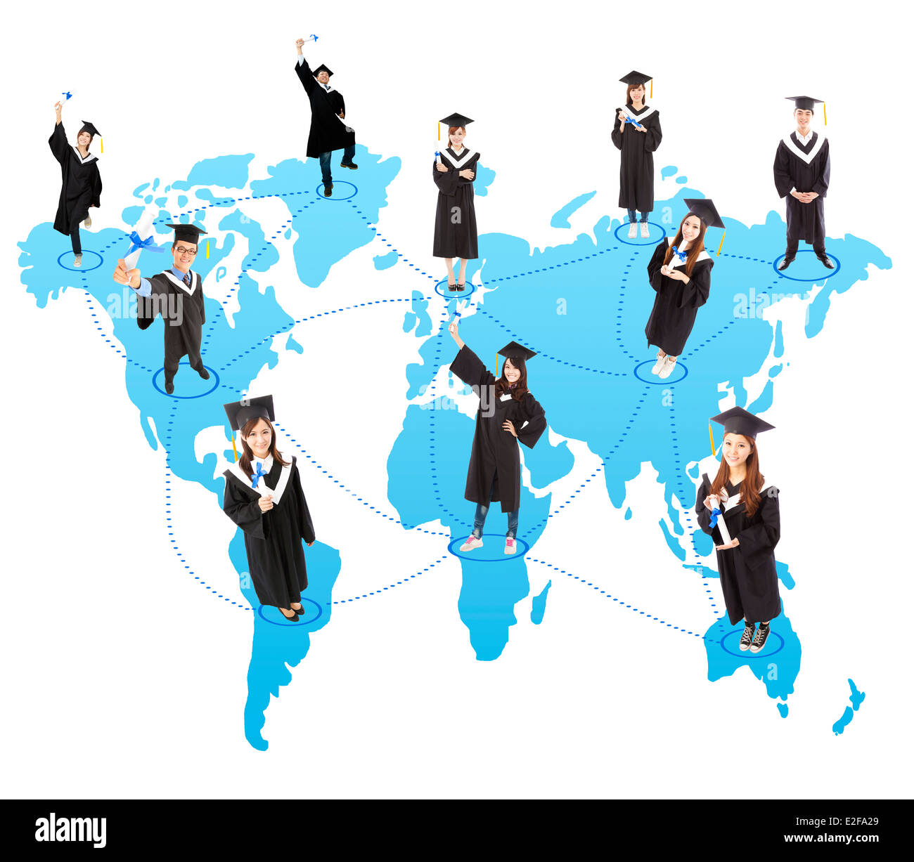 Réseau social étudiant diplôme mondial Banque D'Images