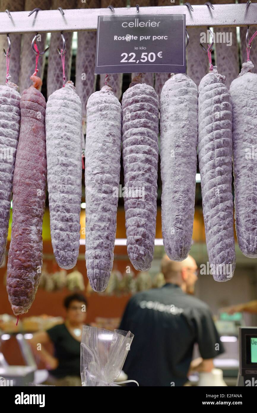 France Rhone Lyon cours Lafayette les Halles Paul Bocuse Paul Bocuse (marché couvert) le traiteur Cellerier (charcuterie de porc Banque D'Images