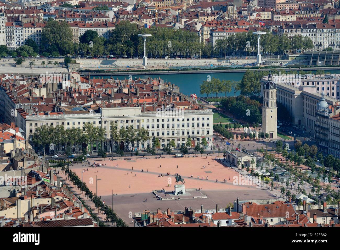 France Rhone Lyon site historique classé au Patrimoine Mondial par l'UNESCO la place Bellecour dans le quartier de La Presqu'Ile et Banque D'Images