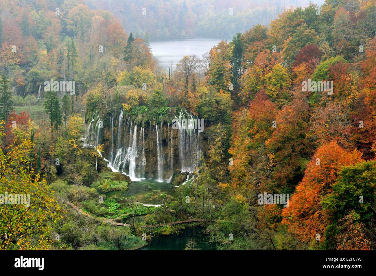 La Croatie, le parc national des Lacs de Plitvice classé au Patrimoine Mondial de l'UNESCO, Upper Lakes Banque D'Images