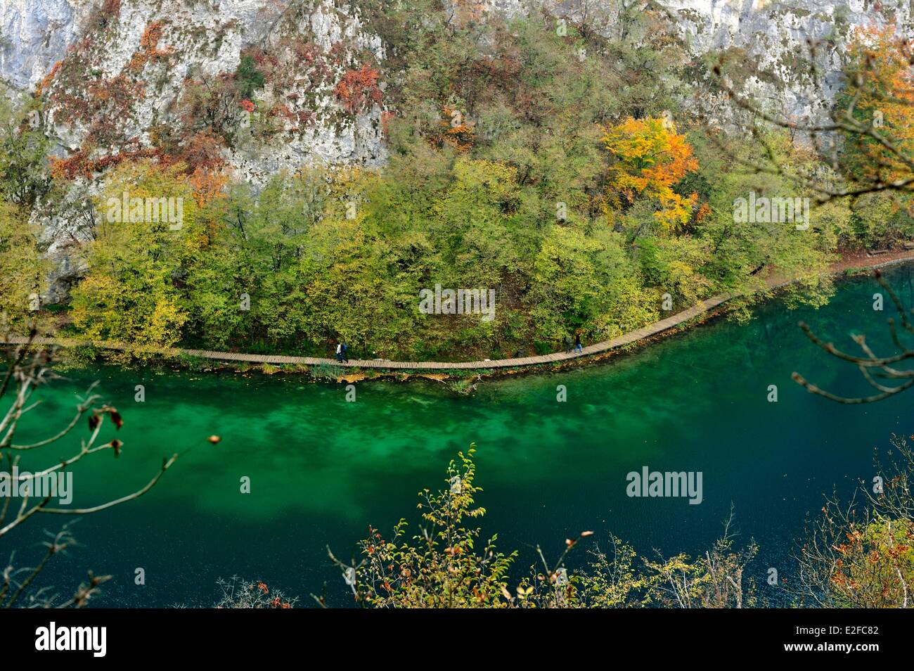 La Croatie, le parc national des Lacs de Plitvice classé au Patrimoine Mondial de l'UNESCO, lower lakes Banque D'Images