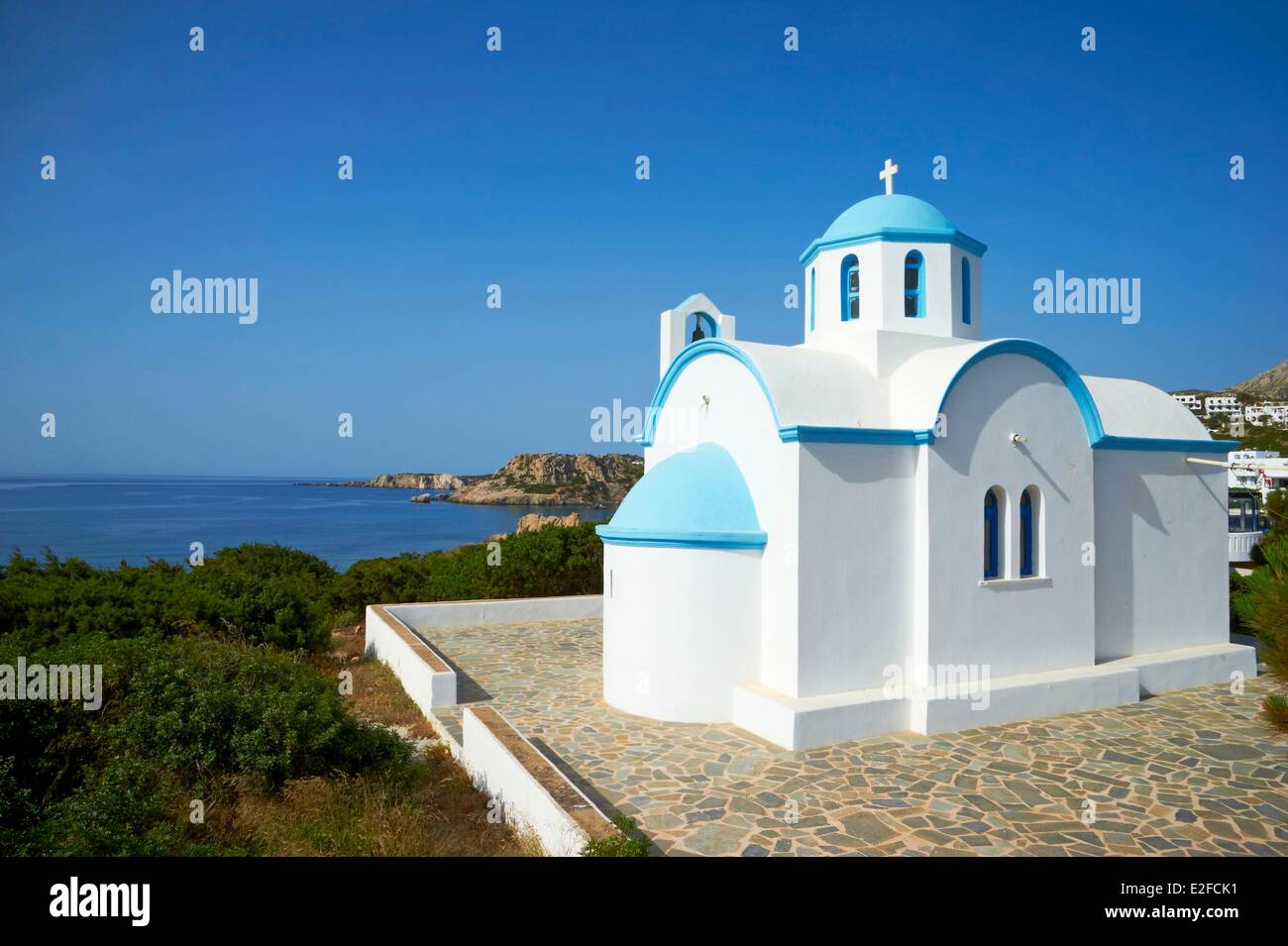 Grèce, Îles du Dodécanèse, l'île de Karpathos, église à Amopi Banque D'Images