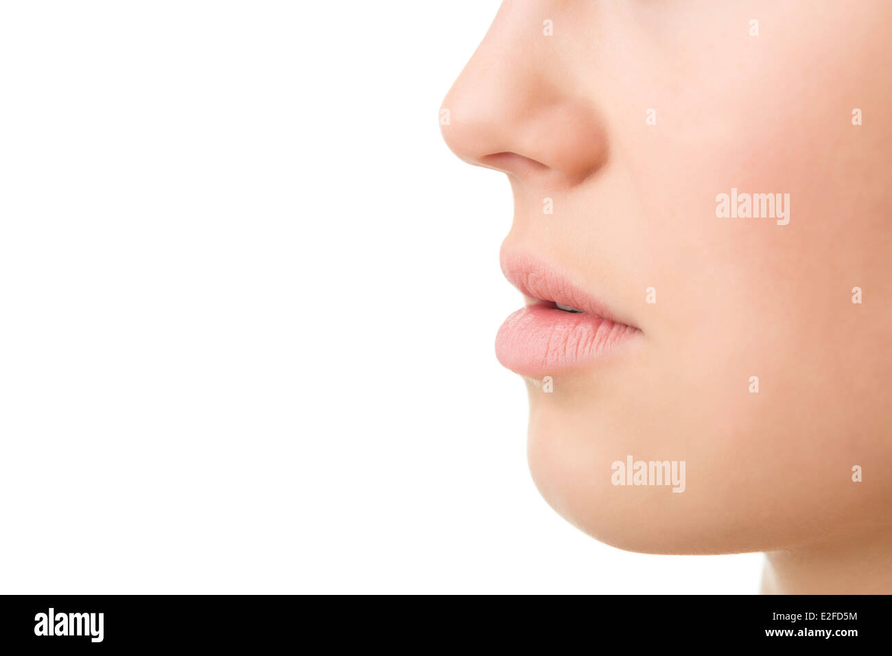 Un gros plan du visage d'une femme avec la bouche et le nez Banque D'Images