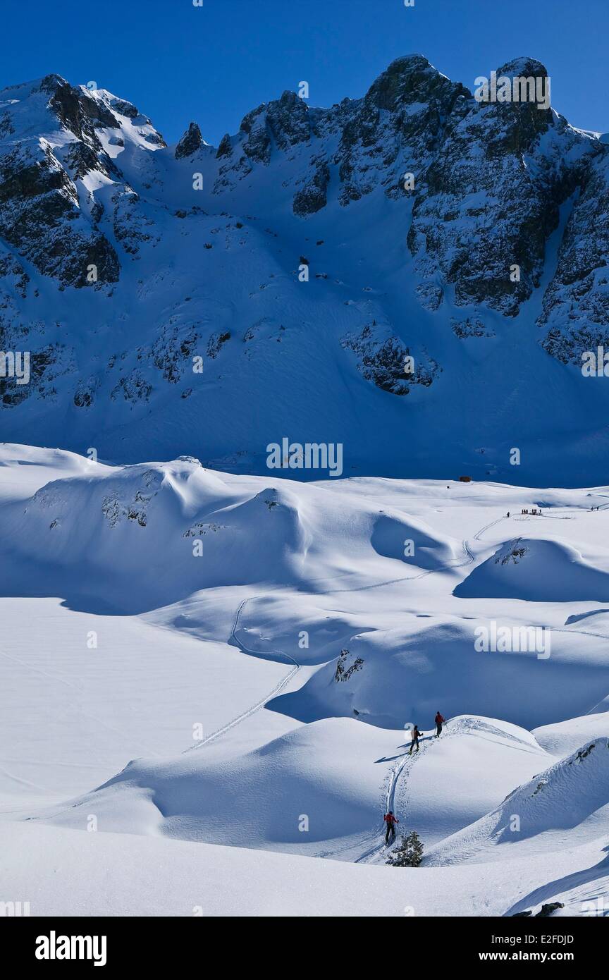 France, Isère, Massif de Belledonne, ski de randonnée à Chamrousse Banque D'Images