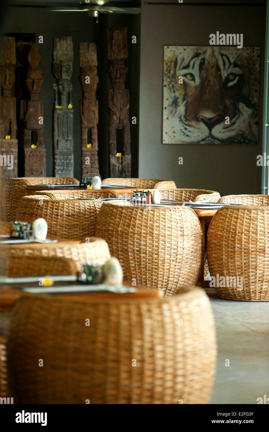 L'INDONÉSIE, Bali, Seminyak, Blue Karma Hotel, restaurant Banque D'Images