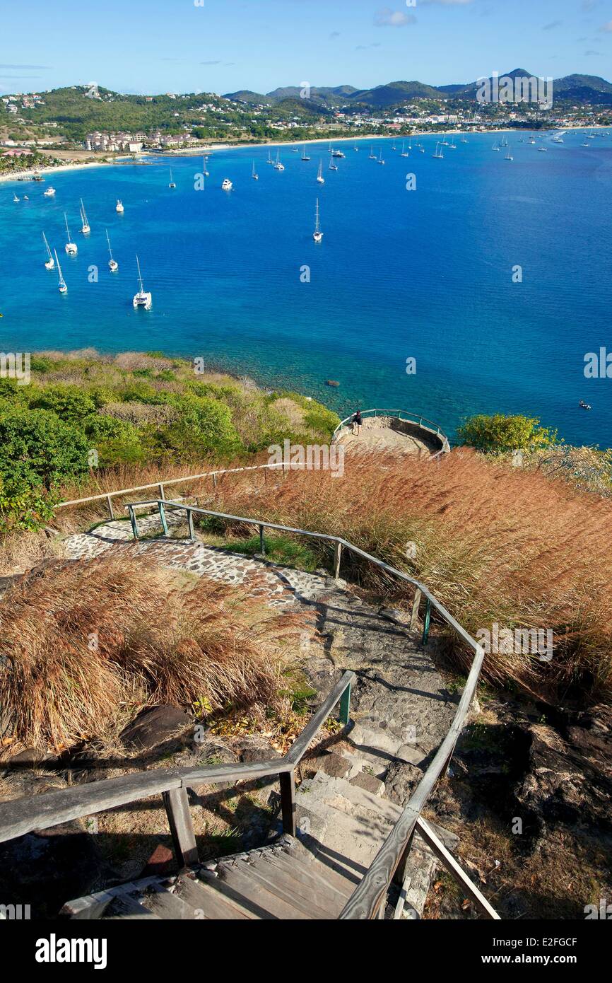 Antilles Caraïbes Îles de Le Vent du nord de l'île Sainte-Lucie Gros Islet, Rodney Bay District Parc National de Pigeon Island Banque D'Images