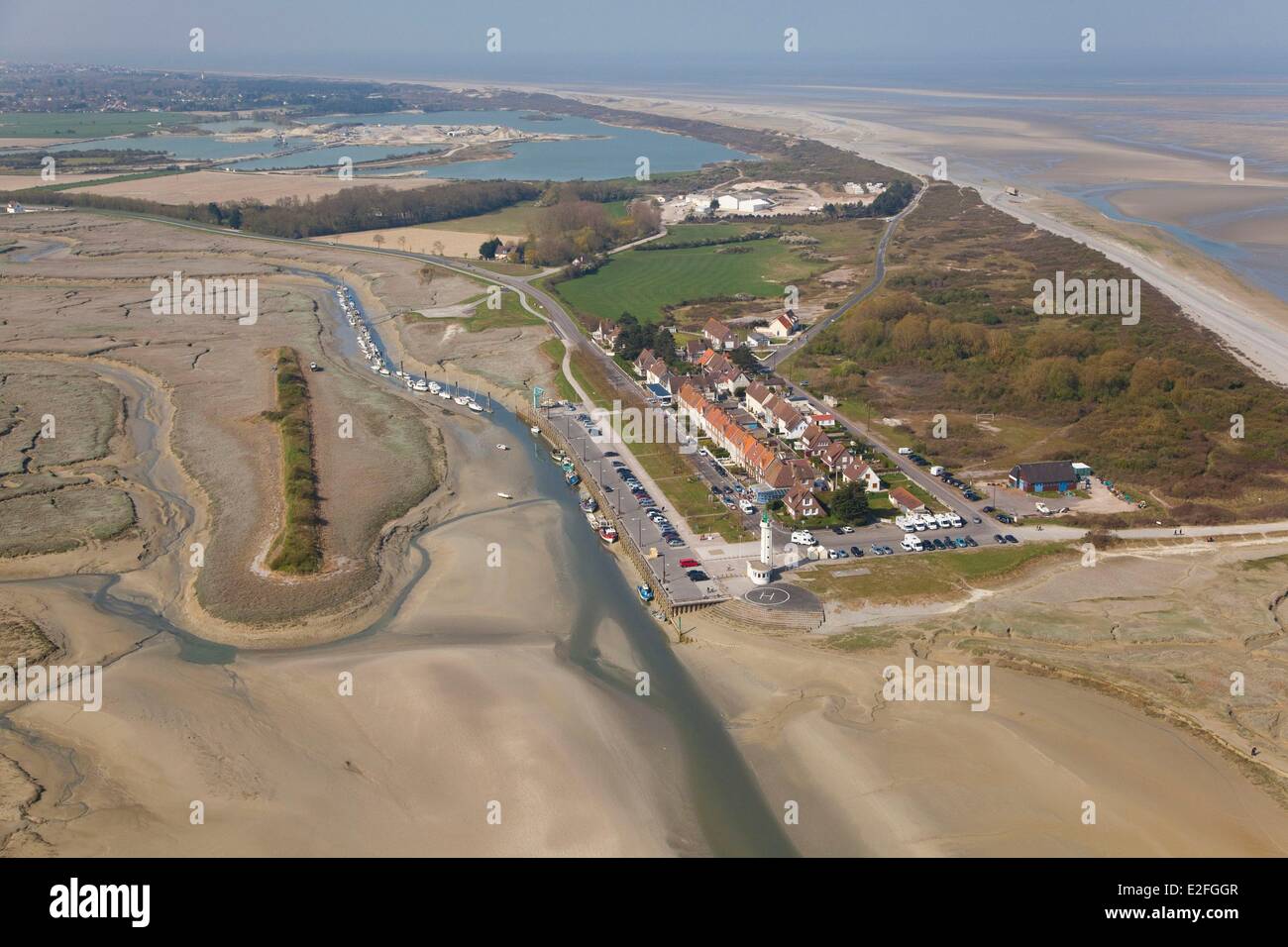 France, Picardie, Baie de Somme, Le Crotoy (vue aérienne) Banque D'Images