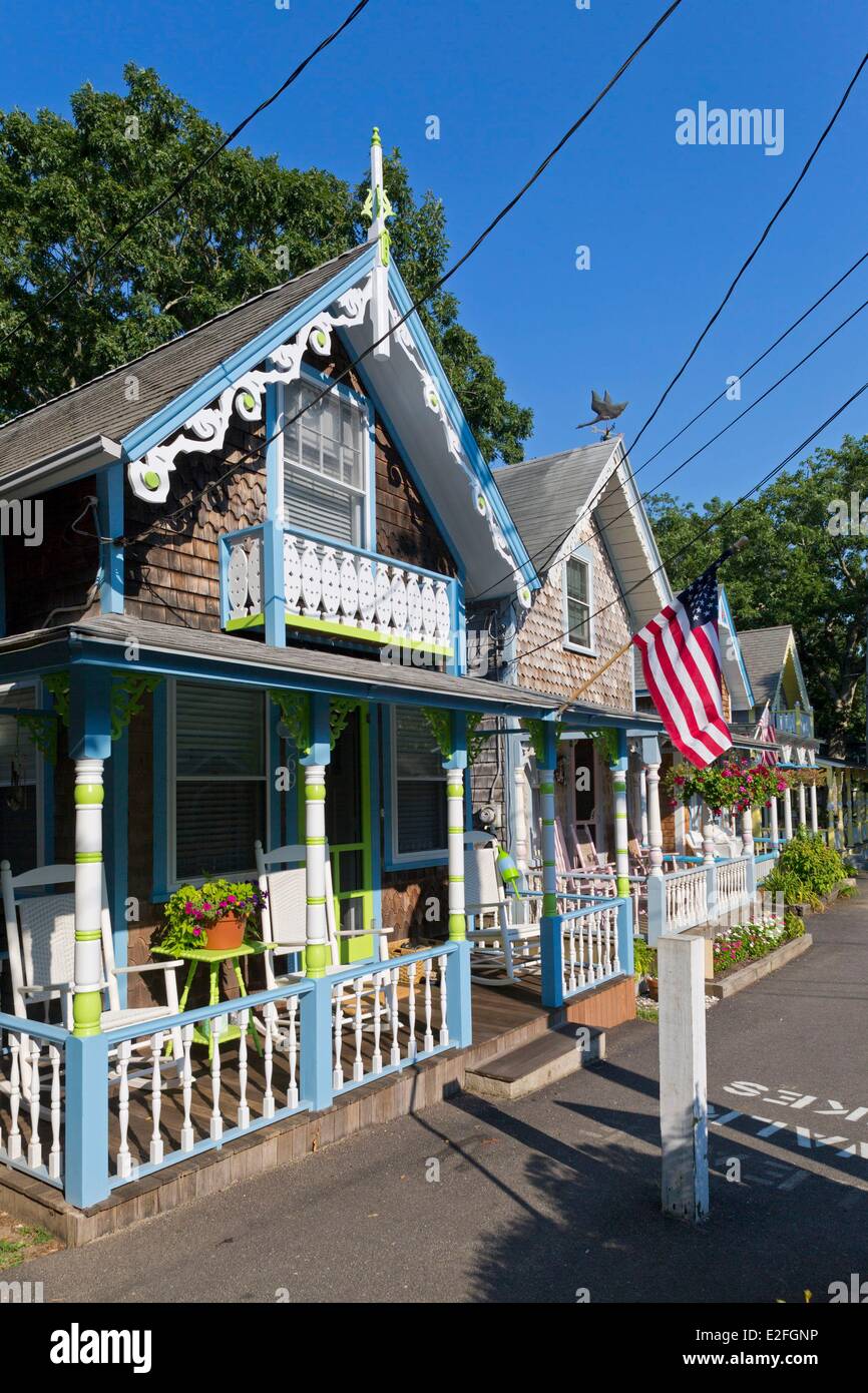 United States Massachusetts Cape Cod, Martha's Vineyard island Oak Bluffs le camping Trinity Park et ses épices Banque D'Images