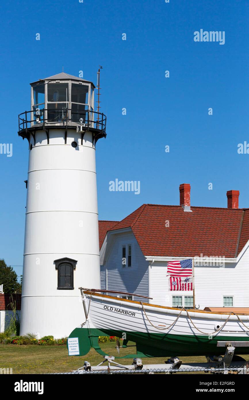 United States, Massachusetts, Cape Cod, Chatham, Chatham, South Beach, le phare de lumière Banque D'Images