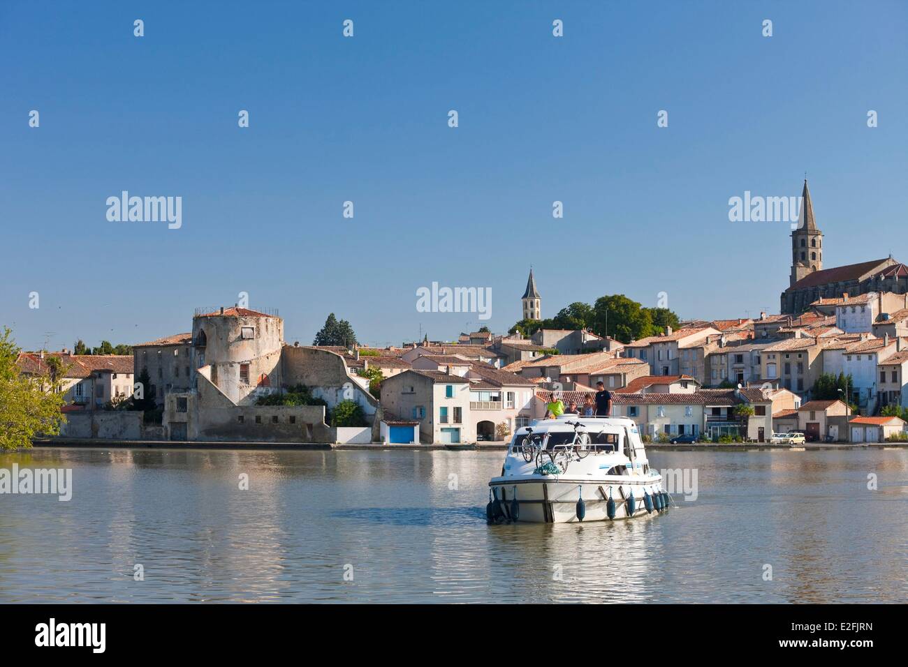 France, Aude, Castelnaudary, Canal du Midi UNESCO World Heritage par l'UNESCO, le Grand Bassin Banque D'Images