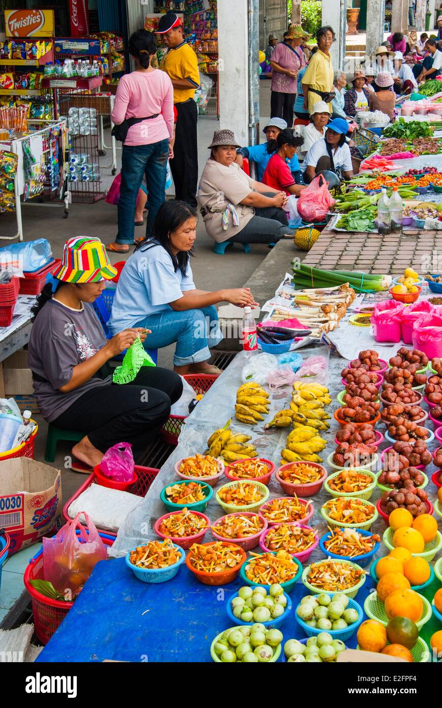 L'État de Sarawak en Malaisie Bornéo Malaisien marché alimentaire Serian Banque D'Images