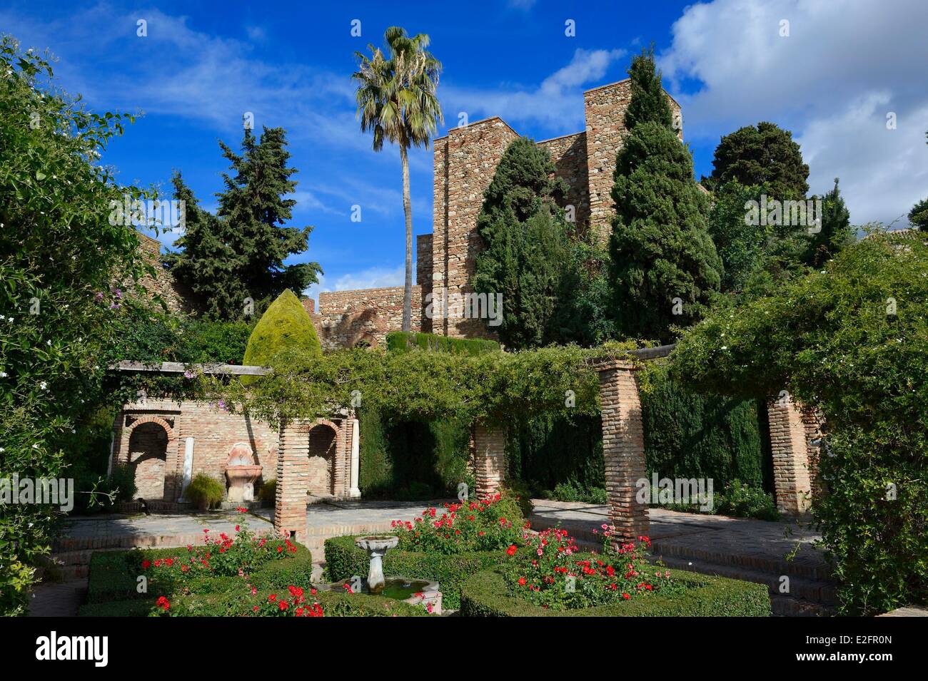 Espagne Andalousie Costa del Sol Malaga l'Alcazaba Patio de Armas Banque D'Images