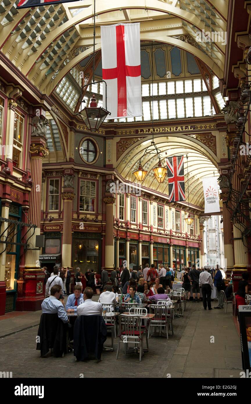 United Kingdom London City Leadenhall Market Hall victorien construit en 1881 par Horace Jones Banque D'Images