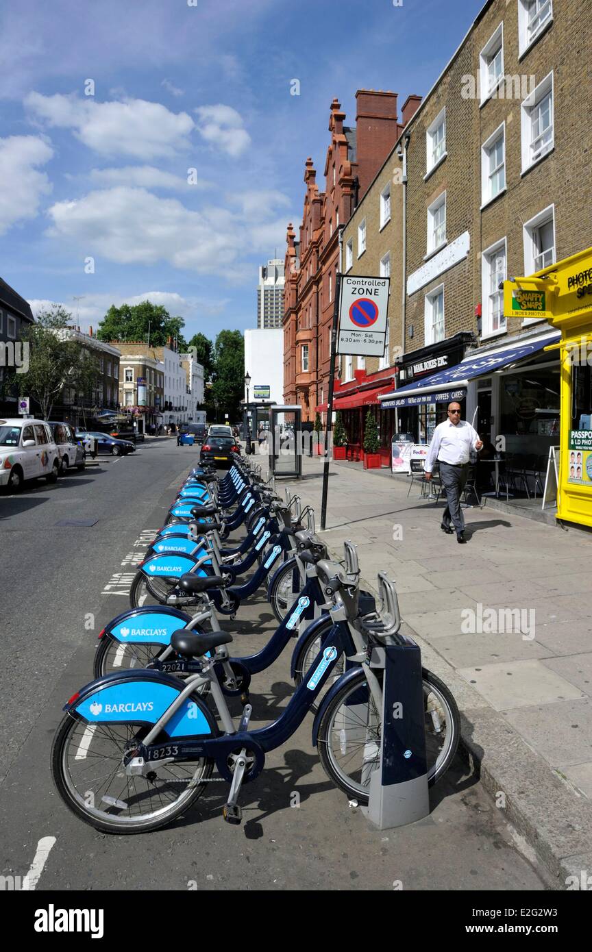 United Kingdom London Chelsea Brompton square location de vélo Banque D'Images