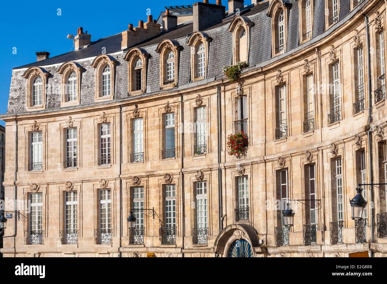 France Gironde Bordeaux classée au Patrimoine Mondial de l'UNESCO Place Bir Hakeim façades du xviiie siècle Banque D'Images