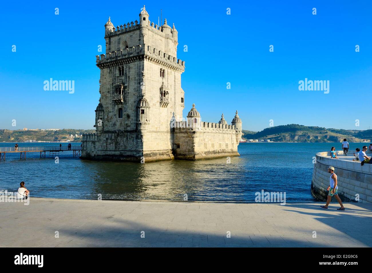 Portugal Lisbonne quartier Belem Belem Tower (Torre de Belem) inscrite au Patrimoine Mondial de l'UNESCO Banque D'Images