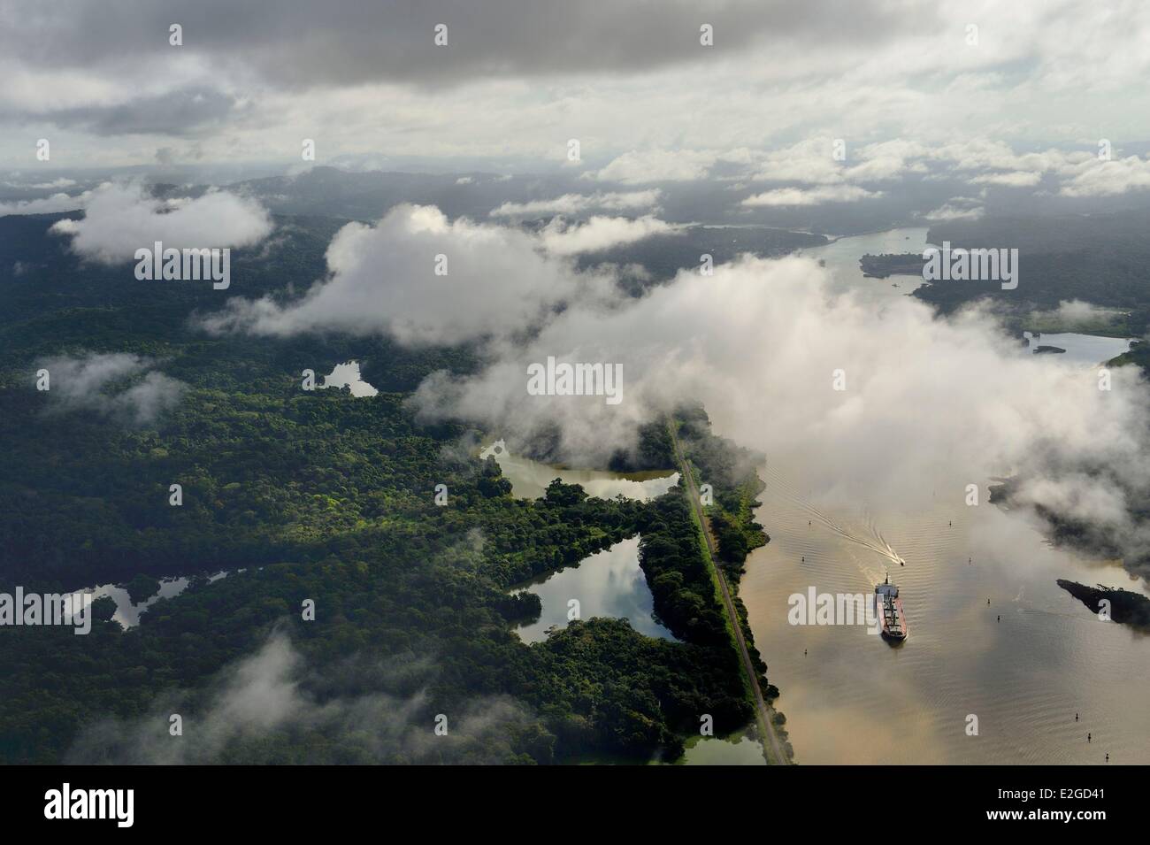 Panama Canal de Panama et à Gamboa Rainforest (vue aérienne) Banque D'Images