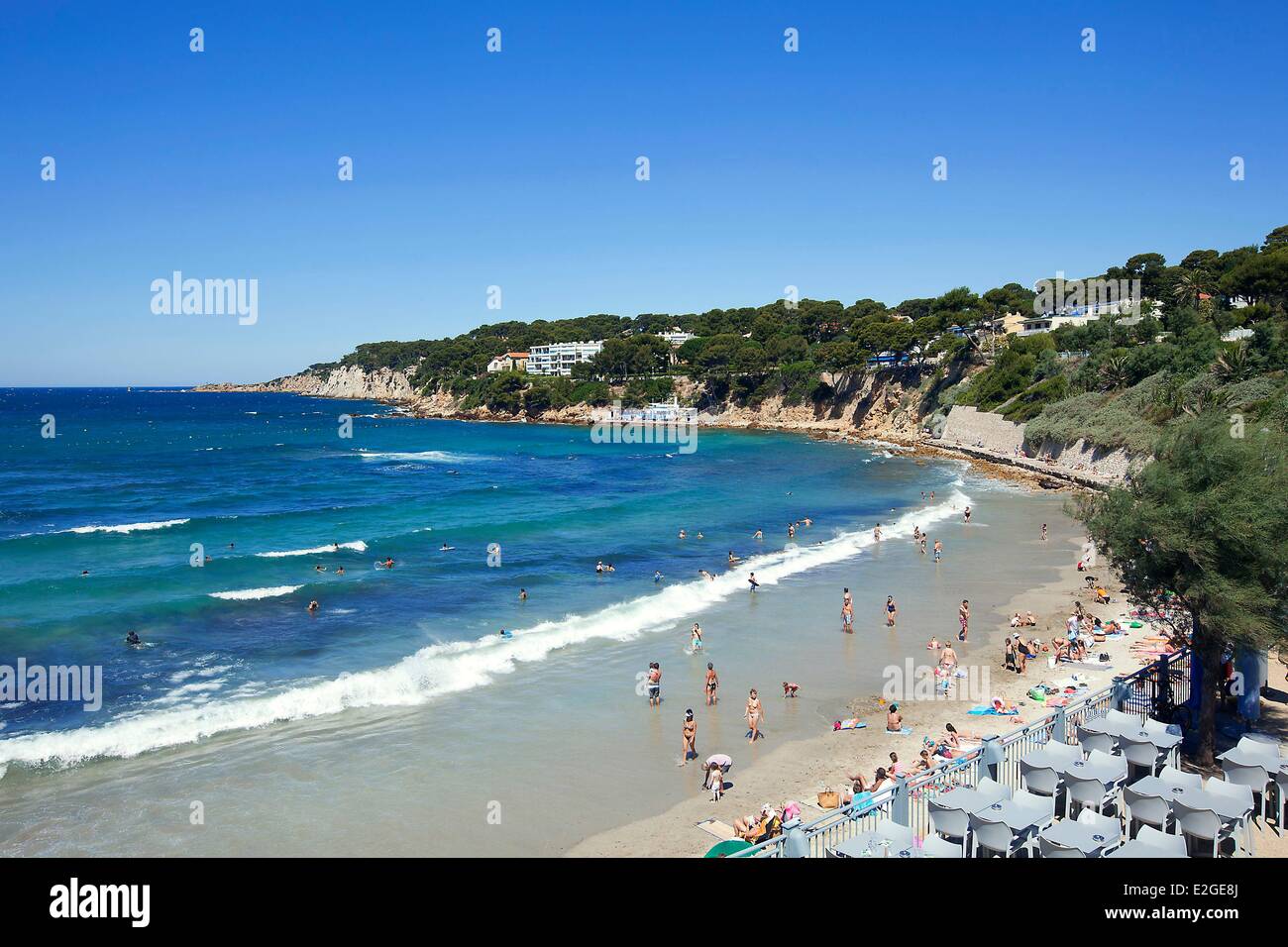 France Var Sanary sur Mer Plage Portissol Banque D'Images