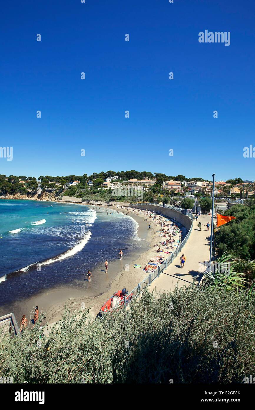 France Var Sanary sur Mer Plage Portissol Banque D'Images