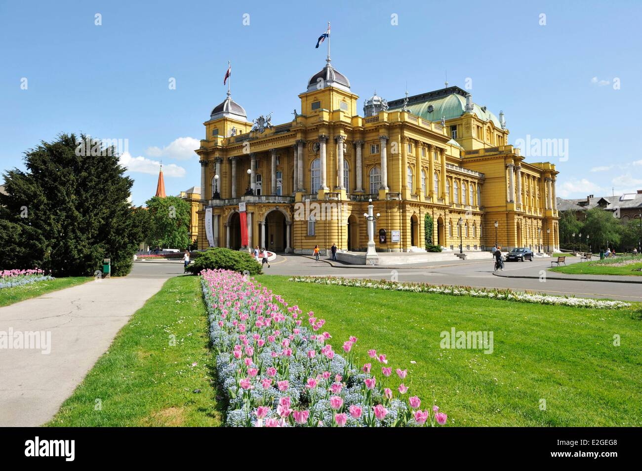 Croatie Zagreb ville basse Théâtre national croate Banque D'Images