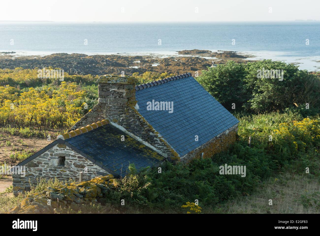 France Finistère Le Conquet sur la mer ferme sur l'île de Quemenes en archipel de Molene Banque D'Images