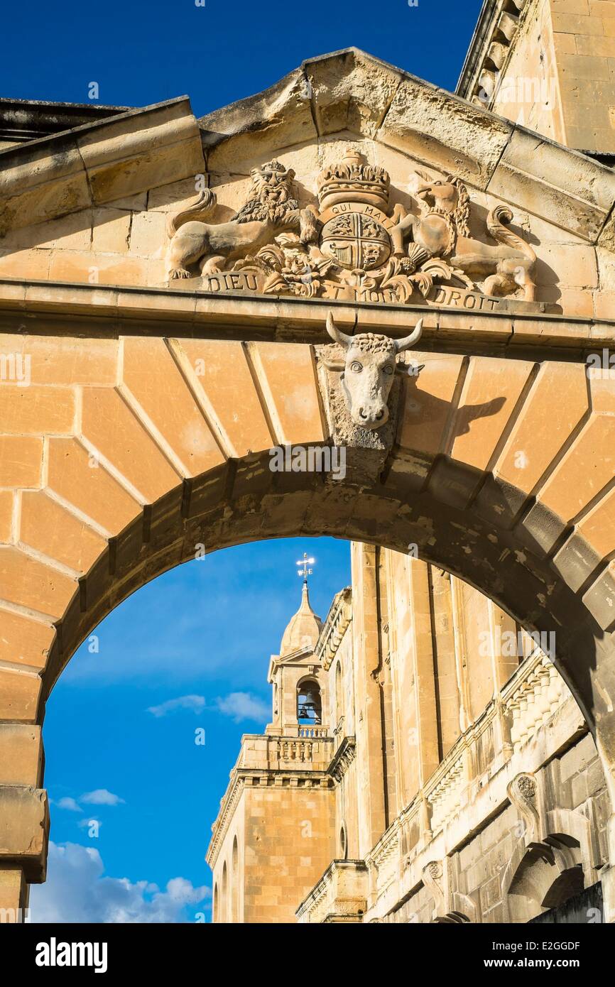 Trois villes Malte Vittoriosa (Birgu) porte de marina Banque D'Images