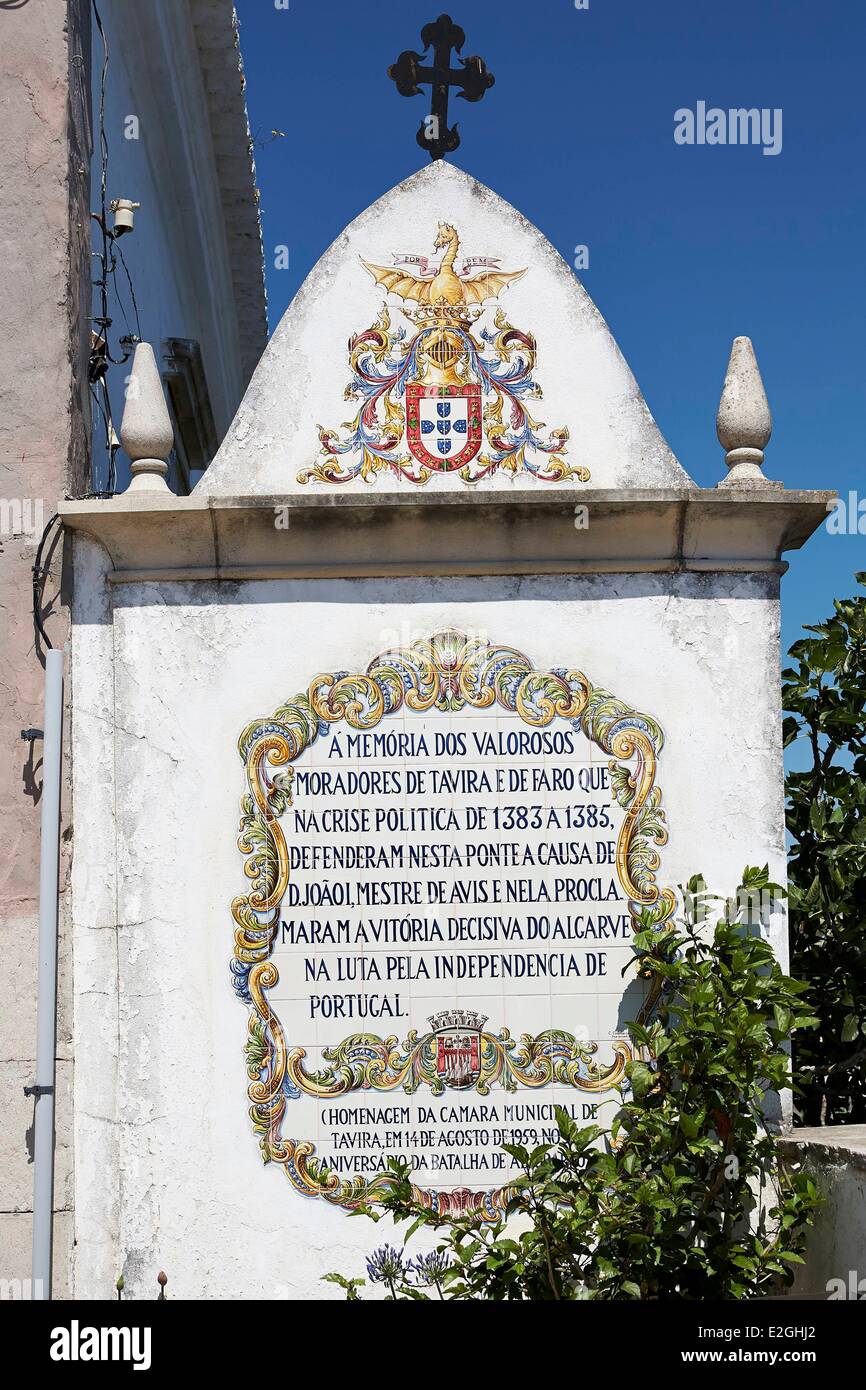 Portugal algarve tavira Memorial près de Pont Romain Banque D'Images