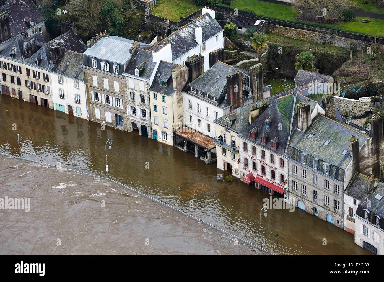 Finistere Quimperle rivière Laita en ville pendant l'hiver en février 2014 (vue aérienne) Banque D'Images