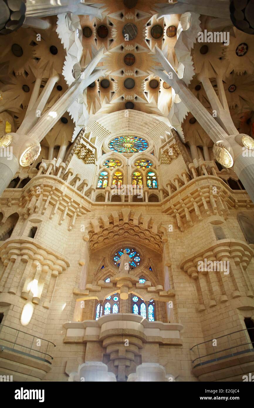 Espagne Catalogne Barcelone Sagrada Familia Antoni Gaudi, les SIM-Eiece inscrit au Patrimoine Mondial de l'UNESCO Banque D'Images