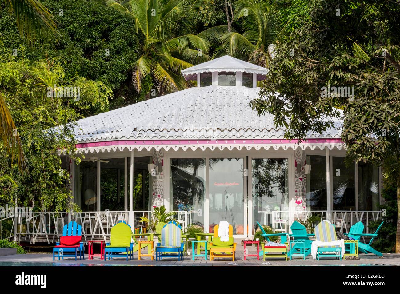 La province de Colon Panama Portobelo El otro lado de charme et restaurant de luxe à côté piscine Banque D'Images
