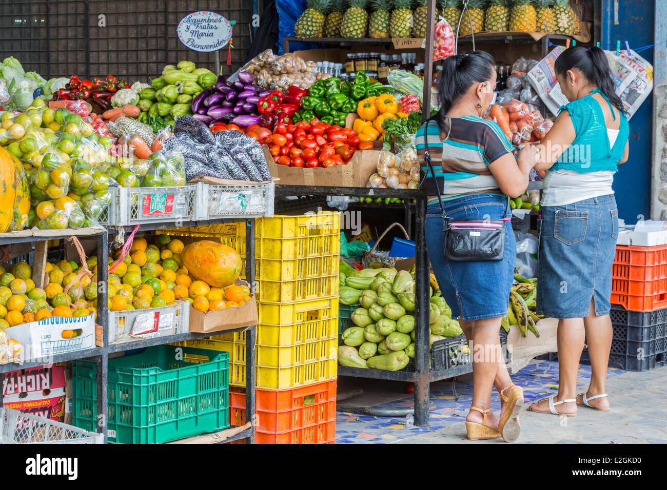 Cocle Panama province Anton Valley les étals de marché vend des fruits et légumes Banque D'Images