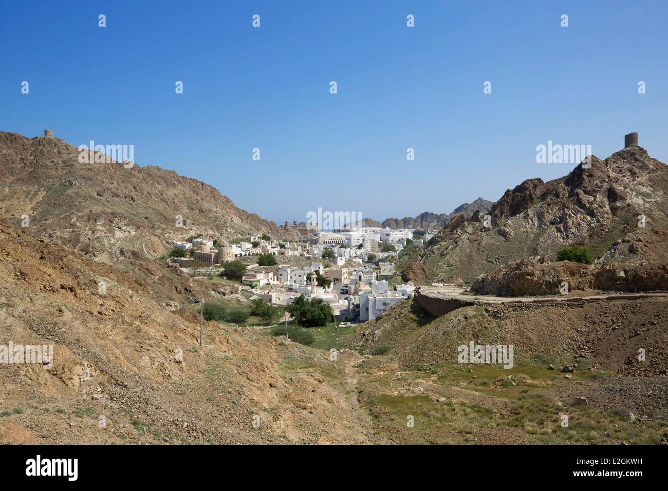 Sultanat d'Oman Muscat Old Town al Mirani fort et Al Jalali fort Banque D'Images