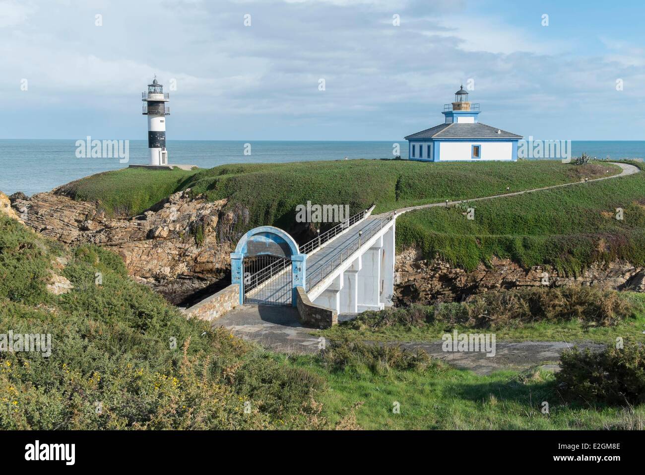 Espagne Galice côte cantabrique Ribadeo Illa Plancha lighthouse Banque D'Images