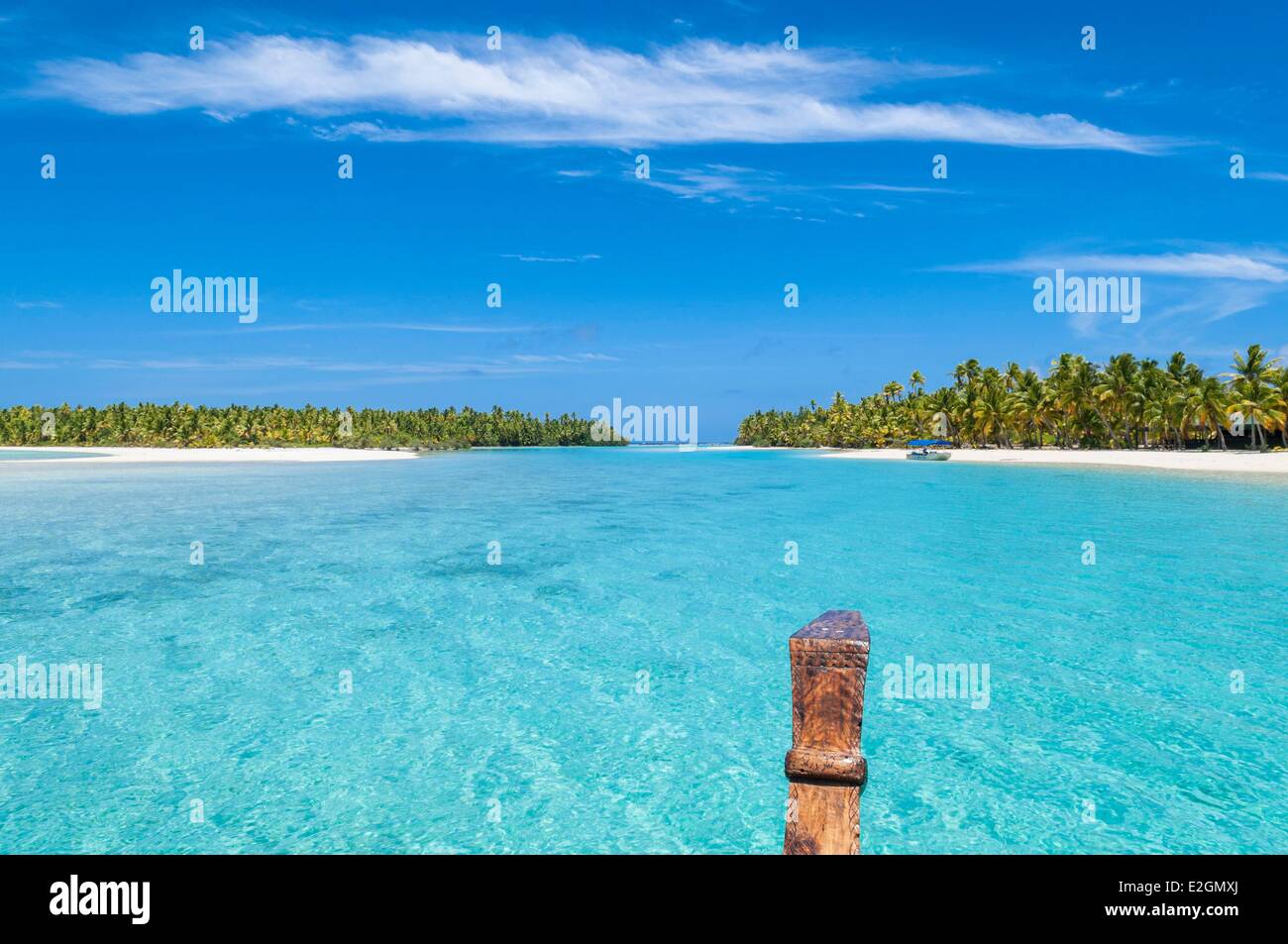 L'île de Aitutaki Lagoon Cook Islands bateau local waka traditionnels Banque D'Images