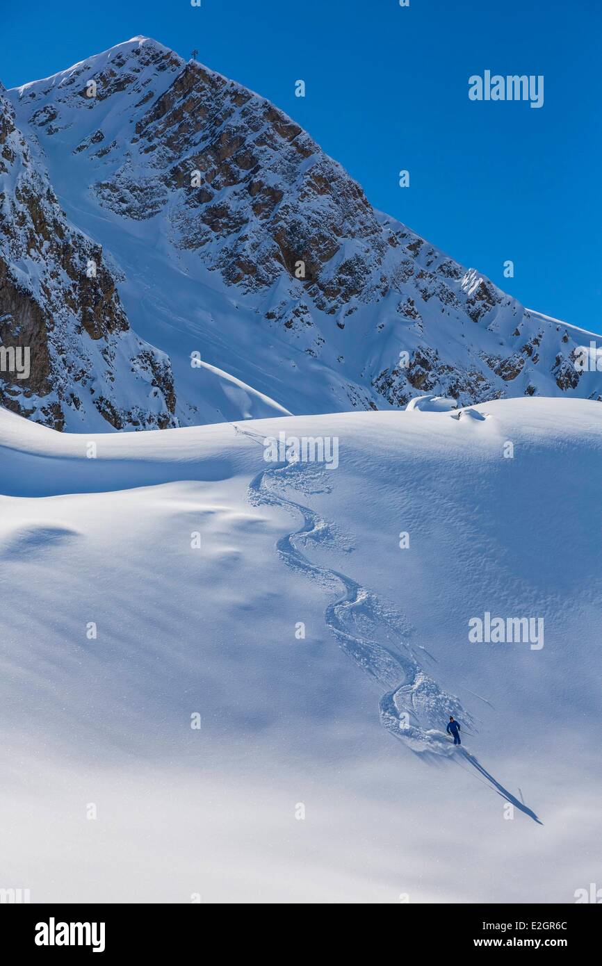 France Savoie Massif de la Vanoise Meribel ski de Courchevel depuis le rocher de la Loze Banque D'Images