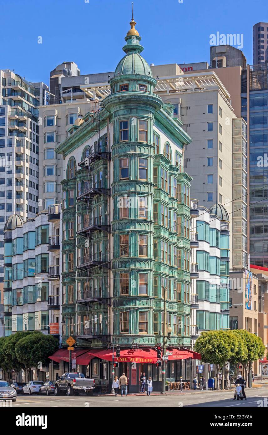 États-unis Californie San Francisco Financial District Colombus Tower (Sentinel Building) dans Financial District vu Colombus Avenue. Il est occupé par le réalisateur Francis Ford Coppola's American Zoetrope studio Banque D'Images