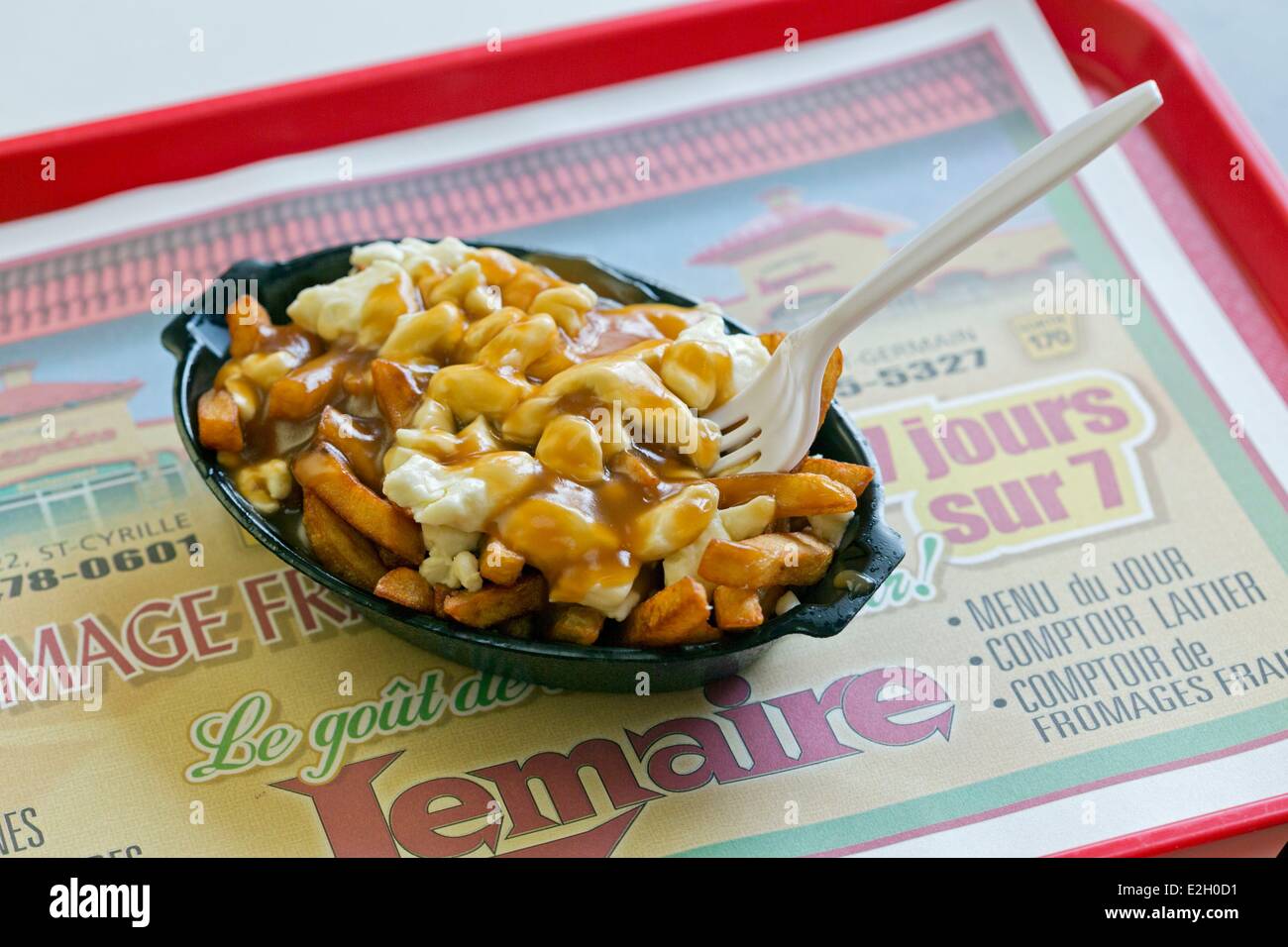 Canada province de Québec Centre-du-Québec region Saint Cyrille Fromagerie Lemaire restaurant poutine un plat traditionnel québécois et spécialités régionales Banque D'Images